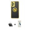 MARSİLYAN™- Galaxy A73 5G Kılıf Yörünge Çizgi - Şeffaf Pasifik Cam Ekran Koruyucu + Kamera Lens Koruma Cam - SF