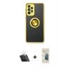 MARSİLYAN™- Galaxy A73 5G Kılıf Yörünge Çizgi - Siyah 6D Mat Seramik Hayalet Nano Ekran Koruyucu + Kamera Lens Koruma Cam - SF