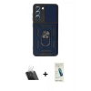 MARSİLYAN™- Galaxy S21 FE Kılıf Ahenk Klasik - Şeffaf Pasifik Cam Ekran Koruyucu + Şeffaf Kamera Lens Koruma Cam