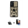 MARSİLYAN™- Galaxy S21 FE Kılıf Ahenk Klasik - Siyah 3D Antistatik Mat Seramik Nano Ekran Koruyucu + Kamera Lens Koruma Cam - SF