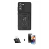 MARSİLYAN™- Galaxy S21 FE Kılıf Ahenk Klasik - Siyah 3D Antistatik Mat Seramik Nano Ekran Koruyucu + Kamera Lens Koruma Cam - SF