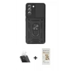 MARSİLYAN™- Galaxy S21 FE Kılıf Ahenk Klasik - Siyah Mat Seramik Nano Ekran Koruyucu + Kamera Lens Koruma Cam - SF