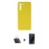 MARSİLYAN™- Galaxy S21 FE Kılıf Ahenk Serisi - Siyah 3D Antistatik Hayalet Cam Ekran Koruyucu + Kamera Lens Koruma Cam - SF