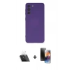 MARSİLYAN™- Galaxy S21 FE Kılıf Ahenk Serisi - Siyah 3D Antistatik Mat Seramik Nano Ekran Koruyucu + Kamera Lens Koruma Cam - SF