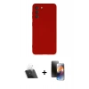 MARSİLYAN™- Galaxy S21 FE Kılıf Ahenk Serisi - Siyah 3D Antistatik Mat Seramik Nano Ekran Koruyucu + Kamera Lens Koruma Cam - SF