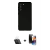 MARSİLYAN™- Galaxy S21 FE Kılıf Ahenk Serisi - Siyah 3D Antistatik Mat Seramik Nano Ekran Koruyucu + Kamera Lens Koruma Cam - SF