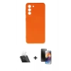 MARSİLYAN™- Galaxy S21 FE Kılıf Ahenk Serisi - Siyah 3D Antistatik Mat Seramik Nano Ekran Koruyucu + Kamera Lens Koruma Cam - SF