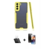 MARSİLYAN™- Galaxy S21 FE Kılıf Atlas Asil Serisi - Siyah 3D Antistatik Mat Seramik Nano Ekran Koruyucu + Kamera Lens Koruma Cam - SF