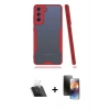 MARSİLYAN™- Galaxy S21 FE Kılıf Atlas Asil Serisi - Siyah 3D Antistatik Mat Seramik Nano Ekran Koruyucu + Kamera Lens Koruma Cam - SF