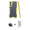 MARSİLYAN™- Galaxy S21 FE Kılıf Atlas Asil Serisi - Siyah Mat Seramik Nano Ekran Koruyucu + Kamera Lens Koruma Cam - SF