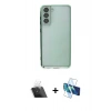 MARSİLYAN™- Galaxy S21 FE Kılıf Vadi Minimal - Siyah 3D Antistatik Cam Ekran Koruyucu + Kamera Lens Koruma Cam - SF