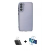 MARSİLYAN™- Galaxy S21 FE Kılıf Vadi Minimal - Siyah 3D Antistatik Cam Ekran Koruyucu + Kamera Lens Koruma Cam - SF