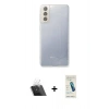 MARSİLYAN™- Galaxy S21 FE Kılıf Zirve Doku - Şeffaf Pasifik Cam Ekran Koruyucu + Kamera Lens Koruma Cam - SF