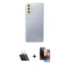 MARSİLYAN™- Galaxy S21 FE Kılıf Zirve Doku - Siyah 3D Antistatik Mat Seramik Nano Ekran Koruyucu + Kamera Lens Koruma Cam - SF