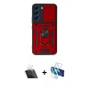 MARSİLYAN™- Galaxy S22 Kılıf Ahenk Klasik - Siyah 3D Antistatik Seramik Nano Ekran Koruyucu + Kamera Lens Koruma Cam - SF