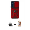MARSİLYAN™- Galaxy S22 Kılıf Ahenk Klasik - Siyah AutoKit 5in1 Fiber Polymer Nano Ekran Koruyucu + Kamera Lens Koruma Cam - SF