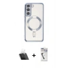 MARSİLYAN™- Galaxy S22 Kılıf Nova Işık Özel Seri - Şeffaf Uv Polymer Nano Ekran Koruyucu + Kamera Lens Koruma Cam - SF