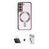 MARSİLYAN™- Galaxy S22 Kılıf Nova Işık Özel Seri - Şeffaf Uv Polymer Nano Ekran Koruyucu + Kamera Lens Koruma Cam - SF