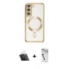 MARSİLYAN™- Galaxy S22 Kılıf Nova Işık Özel Seri - Şeffaf Uv Polymer Nano Ekran Koruyucu + Kamera Lens Koruma Cam - SF