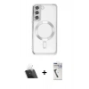 MARSİLYAN™- Galaxy S22 Kılıf Nova Işık Özel Seri - Şeffaf Uv Polymer Nano Ekran Koruyucu + Kamera Lens Koruma Cam - SF
