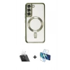MARSİLYAN™- Galaxy S22 Kılıf Nova Işık Özel Seri - Siyah 3D Antistatik Seramik Nano Ekran Koruyucu + Kamera Lens Koruma Cam - SF