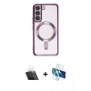 MARSİLYAN™- Galaxy S22 Kılıf Nova Işık Özel Seri - Siyah 3D Antistatik Seramik Nano Ekran Koruyucu + Kamera Lens Koruma Cam - SF