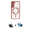 MARSİLYAN™- Galaxy S22 Kılıf Nova Işık Özel Seri - Siyah 3D Antistatik Seramik Nano Ekran Koruyucu + Kamera Lens Koruma Cam - SF