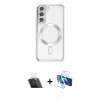 MARSİLYAN™- Galaxy S22 Kılıf Nova Işık Özel Seri - Siyah 3D Antistatik Seramik Nano Ekran Koruyucu + Kamera Lens Koruma Cam - SF