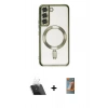 MARSİLYAN™- Galaxy S22 Kılıf Nova Işık Özel Seri - Siyah AutoKit 5in1 Fiber Hayalet Polymer Nano Ekran Koruyucu + Kamera Lens Koruma Cam - SF
