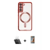 MARSİLYAN™- Galaxy S22 Kılıf Nova Işık Özel Seri - Siyah AutoKit 5in1 Fiber Hayalet Polymer Nano Ekran Koruyucu + Kamera Lens Koruma Cam - SF