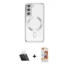 MARSİLYAN™- Galaxy S22 Kılıf Nova Işık Özel Seri - Siyah AutoKit 5in1 Fiber Polymer Nano Ekran Koruyucu + Kamera Lens Koruma Cam - SF