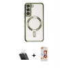 MARSİLYAN™- Galaxy S22 Kılıf Nova Işık Özel Seri - Siyah AutoKit 5in1 Fiber Polymer Nano Ekran Koruyucu + Kamera Lens Koruma Cam - SF