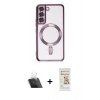 MARSİLYAN™- Galaxy S22 Kılıf Nova Işık Özel Seri - Siyah Mat Seramik Nano Ekran Koruyucu + Kamera Lens Koruma Cam - SF