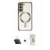MARSİLYAN™- Galaxy S22 Kılıf Nova Işık Özel Seri - Siyah Mat Seramik Nano Ekran Koruyucu + Kamera Lens Koruma Cam - SF