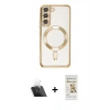 MARSİLYAN™- Galaxy S22 Kılıf Nova Işık Özel Seri - Siyah Mat Seramik Nano Ekran Koruyucu + Kamera Lens Koruma Cam - SF