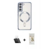 MARSİLYAN™- Galaxy S22 Kılıf Nova Işık Özel Seri - Siyah Mat Seramik Nano Ekran Koruyucu + Kamera Lens Koruma Cam - SF