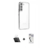 MARSİLYAN™- Galaxy S22 Kılıf Vadi Minimal - Şeffaf Uv Polymer Nano Ekran Koruyucu + Şeffaf Kamera Lens Koruma Cam