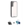 MARSİLYAN™- Galaxy S22 Kılıf Vadi Minimal - Siyah 3D Antistatik Seramik Nano Ekran Koruyucu + Kamera Lens Koruma Cam - SF