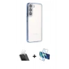 MARSİLYAN™- Galaxy S22 Kılıf Vadi Minimal - Siyah 3D Antistatik Seramik Nano Ekran Koruyucu + Kamera Lens Koruma Cam - SF