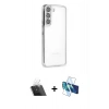 MARSİLYAN™- Galaxy S22 Kılıf Vadi Minimal - Siyah 3D Antistatik Seramik Nano Ekran Koruyucu + Kamera Lens Koruma Cam - SF