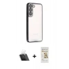 MARSİLYAN™- Galaxy S22 Kılıf Vadi Minimal - Siyah Mat Seramik Nano Ekran Koruyucu + Kamera Lens Koruma Cam - SF