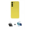 MARSİLYAN™- Galaxy S22 Plus Kılıf Ahenk Serisi - Siyah 3D Antistatik Seramik Nano Ekran Koruyucu + Şeffaf Kamera Lens Koruma Cam
