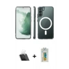 MARSİLYAN™- Galaxy S22 Plus Kılıf Ahenk Yansıma Prime - Şeffaf Polymer Nano Ekran Koruyucu + Kamera Lens Koruma Cam - SF