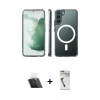 MARSİLYAN™- Galaxy S22 Plus Kılıf Ahenk Yansıma Prime - Şeffaf Uv Polymer Nano Ekran Koruyucu + Kamera Lens Koruma Cam - SF