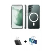 MARSİLYAN™- Galaxy S22 Plus Kılıf Ahenk Yansıma Prime - Siyah 3D Antistatik Seramik Nano Ekran Koruyucu + Kamera Lens Koruma Cam - SF