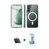 MARSİLYAN™- Galaxy S22 Plus Kılıf Ahenk Yansıma Prime - Siyah 5D Eko Cam Ekran Koruyucu + Kamera Lens Koruma Cam - SF