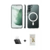 MARSİLYAN™- Galaxy S22 Plus Kılıf Ahenk Yansıma Prime - Siyah Mat Seramik Nano Ekran Koruyucu + Kamera Lens Koruma Cam - SF