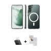 MARSİLYAN™- Galaxy S22 Plus Kılıf Ahenk Yansıma Prime - Siyah Seramik Nano Ekran Koruyucu + Kamera Lens Koruma Cam - SF