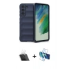 MARSİLYAN™- Galaxy S22 Plus Kılıf Atlas Koleksiyonu - Siyah 3D Antistatik Cam Ekran Koruyucu + Kamera Lens Koruma Cam - SF