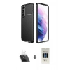 MARSİLYAN™- Galaxy S22 Plus Kılıf Eksen Form Prime - Siyah 5D Hayalet Cam Ekran Koruyucu + Kamera Lens Koruma Cam - SF